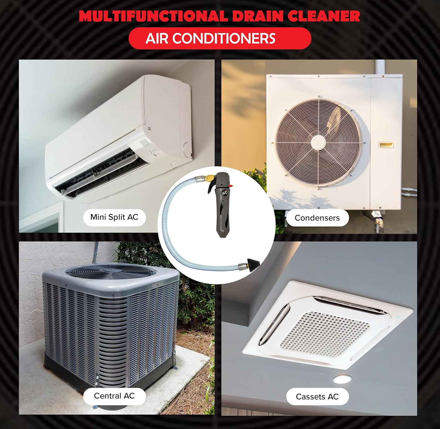 RedRock Gallo Drain Gun with 5 Unthreaded CO2 Cartridges for A/C Condensate Line Air Conditioner Cleaner Blaster Opener Kit with Five Cartridge Clears HVAC Clogs