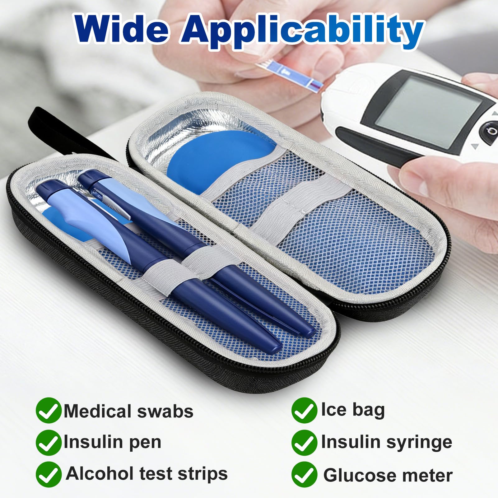Estuche Insulina Nevera Insulina Frio Bolsa Medicamentos 2 Bolsas Hielo Portátil Estuche Enfriadora Medicamientos Térmica Pequeña Térmico Diabetes Bolsa Viajera Diabéticos Refrigerante Viajes Largos — view 7