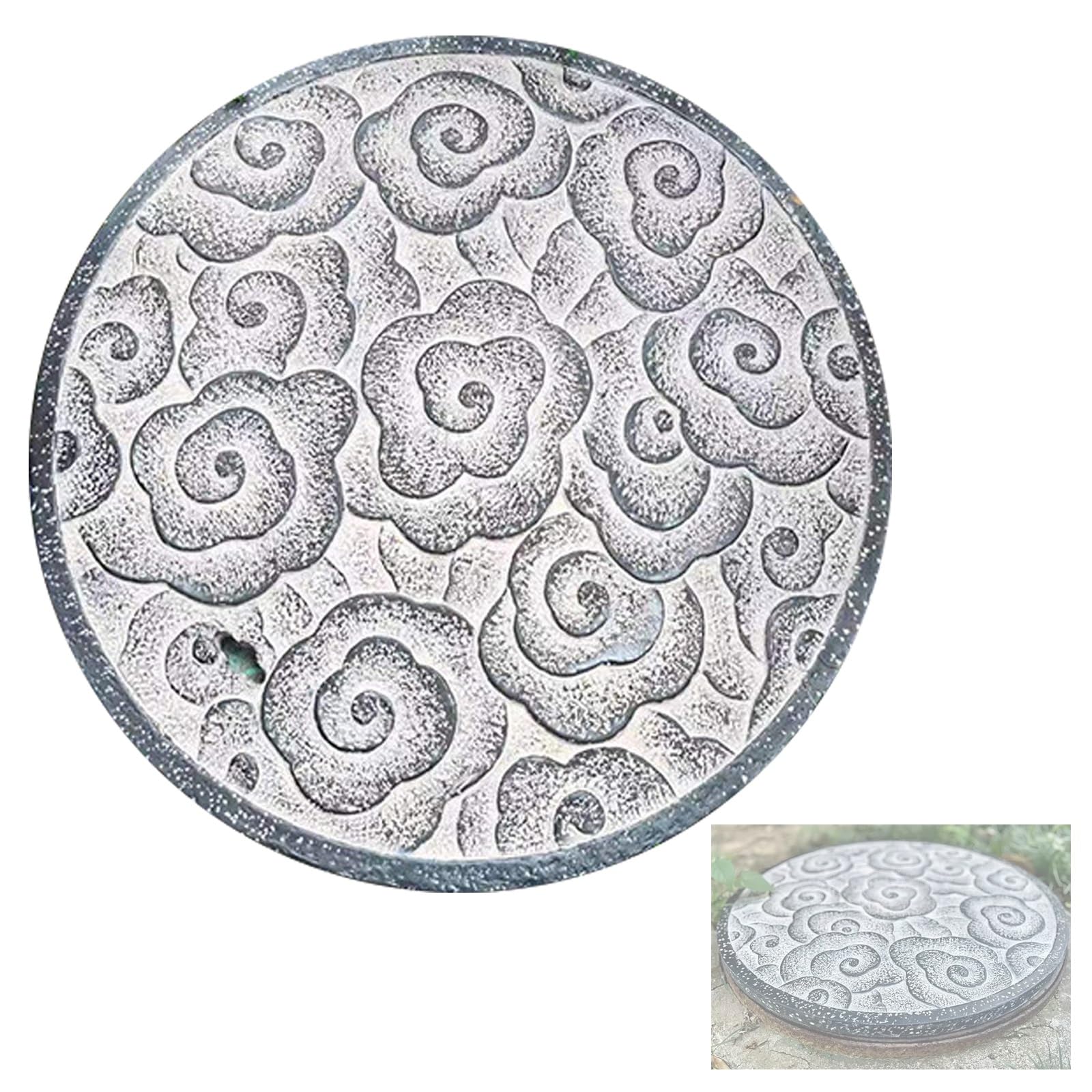Tapa Arqueta, Tapas de Piedra para Fosas Sépticas, con Orificio para Asa, Tallado 3D, Antideslizantes y Resistentes al Desgaste(60cm/24in)