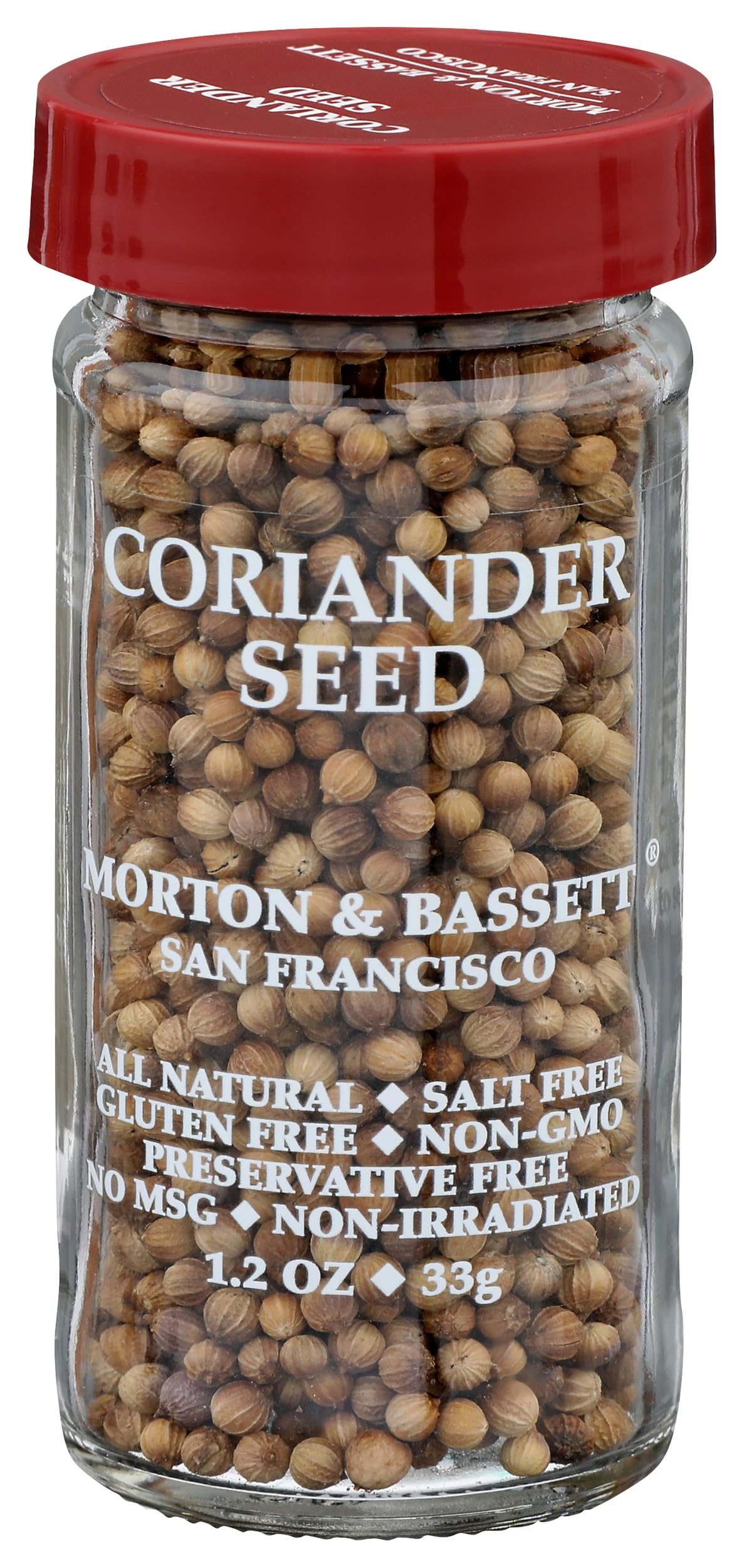 Morton & Bassett Coriander Seeds, 1.2 oz – Non-GMO, Salt-Free, Citrusy and Warm Spice for Curries, Pickling & Baking