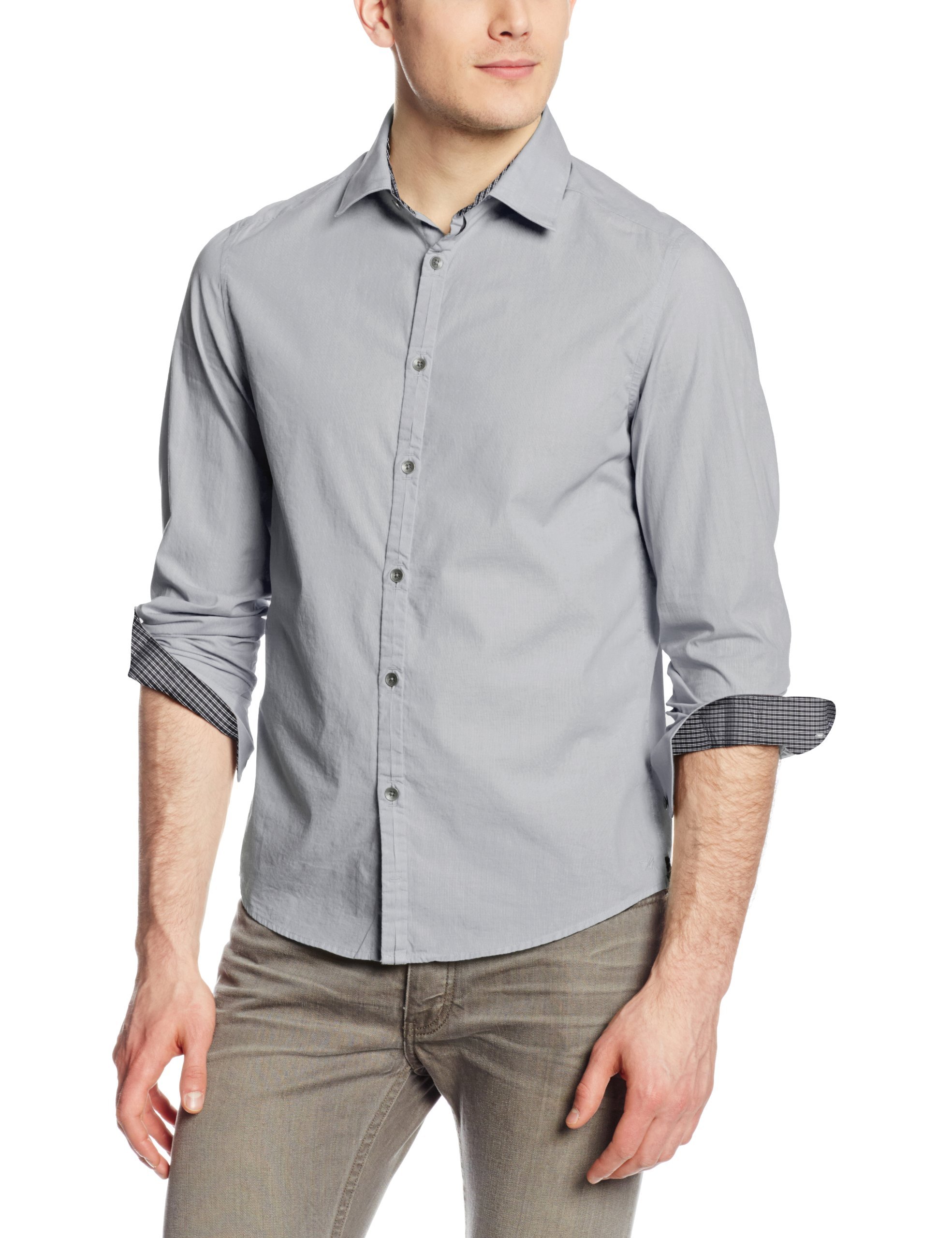Kenneth Cole New York Men's Long Sleeve Contrast Placket Shirt