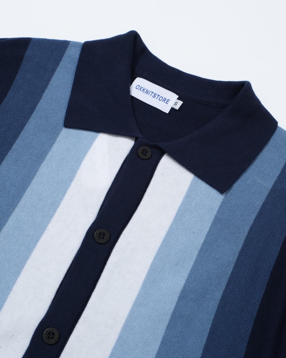 OXKNIT Men’s Knitted Vintage Polo, Gradient Stripe Short Sleeve Retro Polo Shirt for Men 60s&70s - Image 4