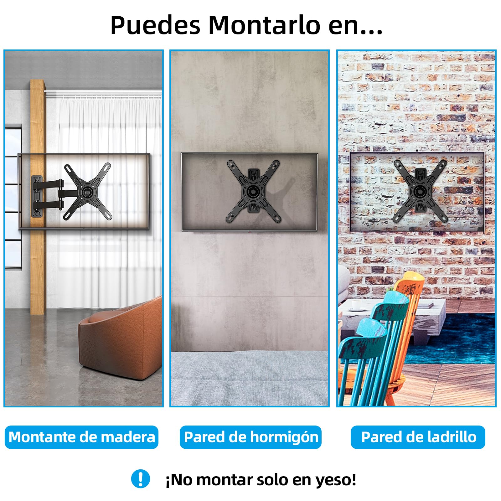 HOME VISION Soporte De TV Pared para 17-42 Pulgadas Television, Soporte TV Brazo Monitor Extensible y Giratorio, Soporte De Pared para Monitor De TV, hasta 20kg, VESA Máx. 200x200mm