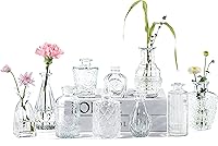 Vista 1 de Jarrones pequeños vintage para flores, juego de 10, jarrones mini de botones para flores, jarrones pequeños transparentes a granel para centros