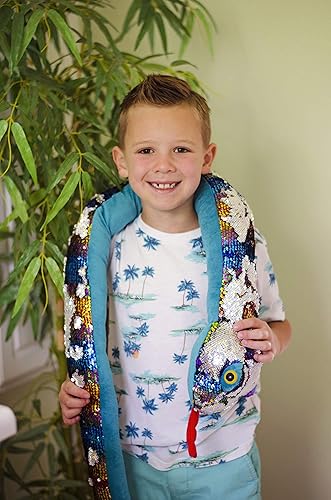 Miniatura 2 de Serpiente de peluche de lentejuelas con diseño de arcoíris, animal de peluche reversible con lentejuelas, gigante de 60 pulgadas de largo