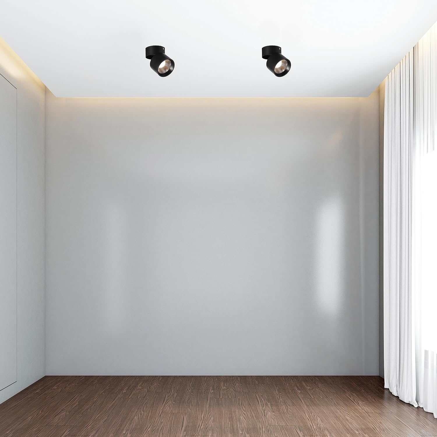 Sleek and Contemporary Aluminum Round LED Ceiling Spotlight - Adjustable Downlight with 15 Watt Cool White 4000K, Energy-Efficient Spot Lighting, for Home Office, and Commercial Spaces, Black Set of 2