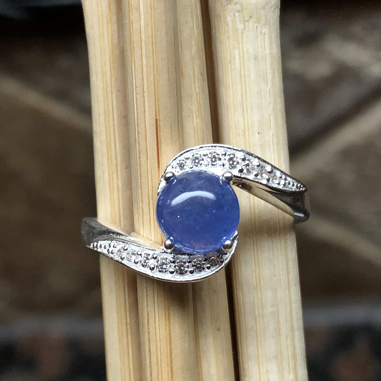 Natural Blue Tanzanite 925 Solid Sterling Silver Engagement Ring Size 6, 7, 8, 9