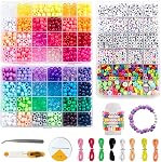 4200pcs Poney Perles Kit pour la fabrication de bracelet, Rainbow Kandi Perles avec des perles de lettres, DIY Bracelet d'amitié Kit de fabrication de bijoux, Arts et artisanat Cadeau pour les adolescentes