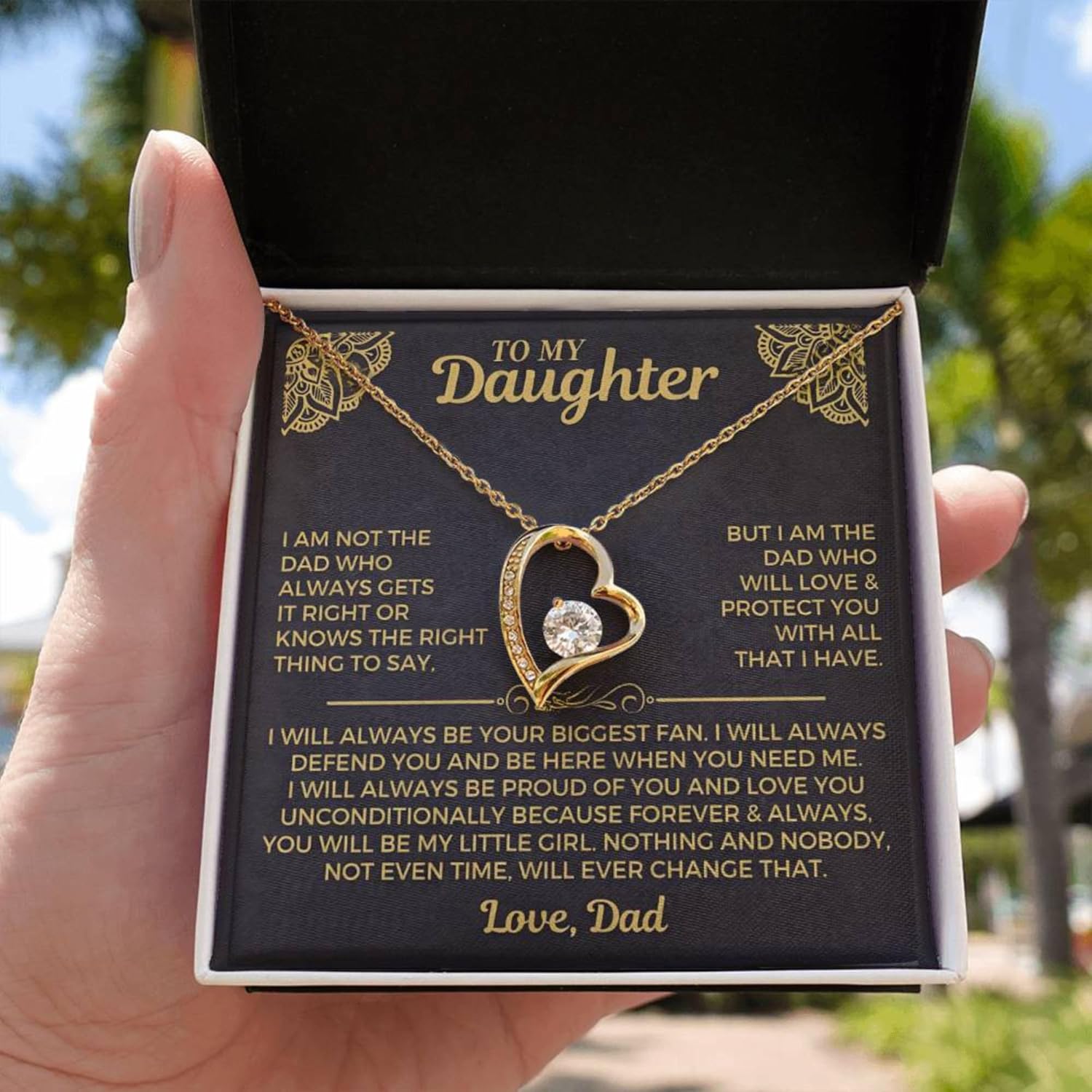 I am the Dad who will love and protect you with all that I have Necklace for Daughter from Dad – Meaningful Gift for Birthday, Graduation, or Special Occasions - Image 6