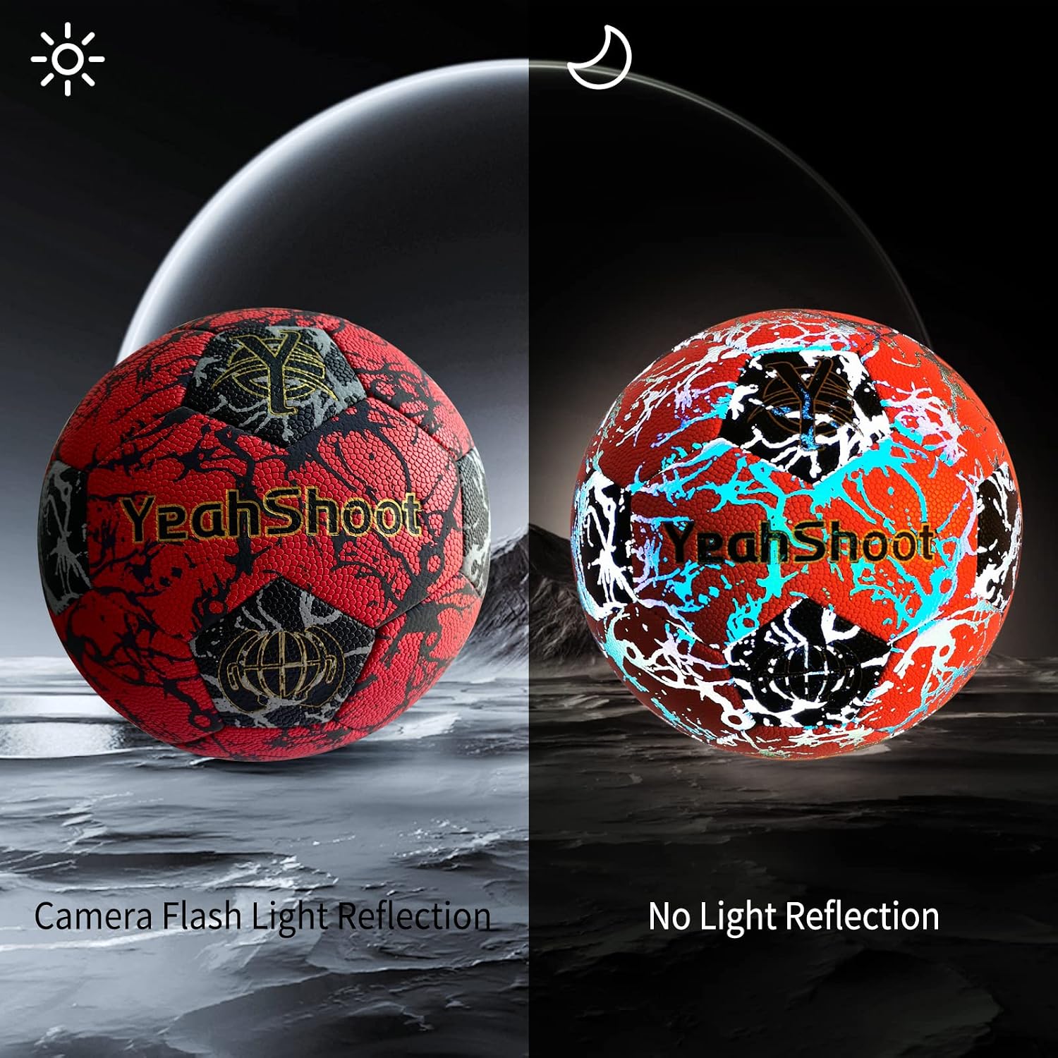 Holographic Soccer Ball Size 5 with Pump Reflective Glow Soccer Ball PU Leather Soccer Ball for Youth,Adult,Indoor-Outdoor Soccer Training Gifts