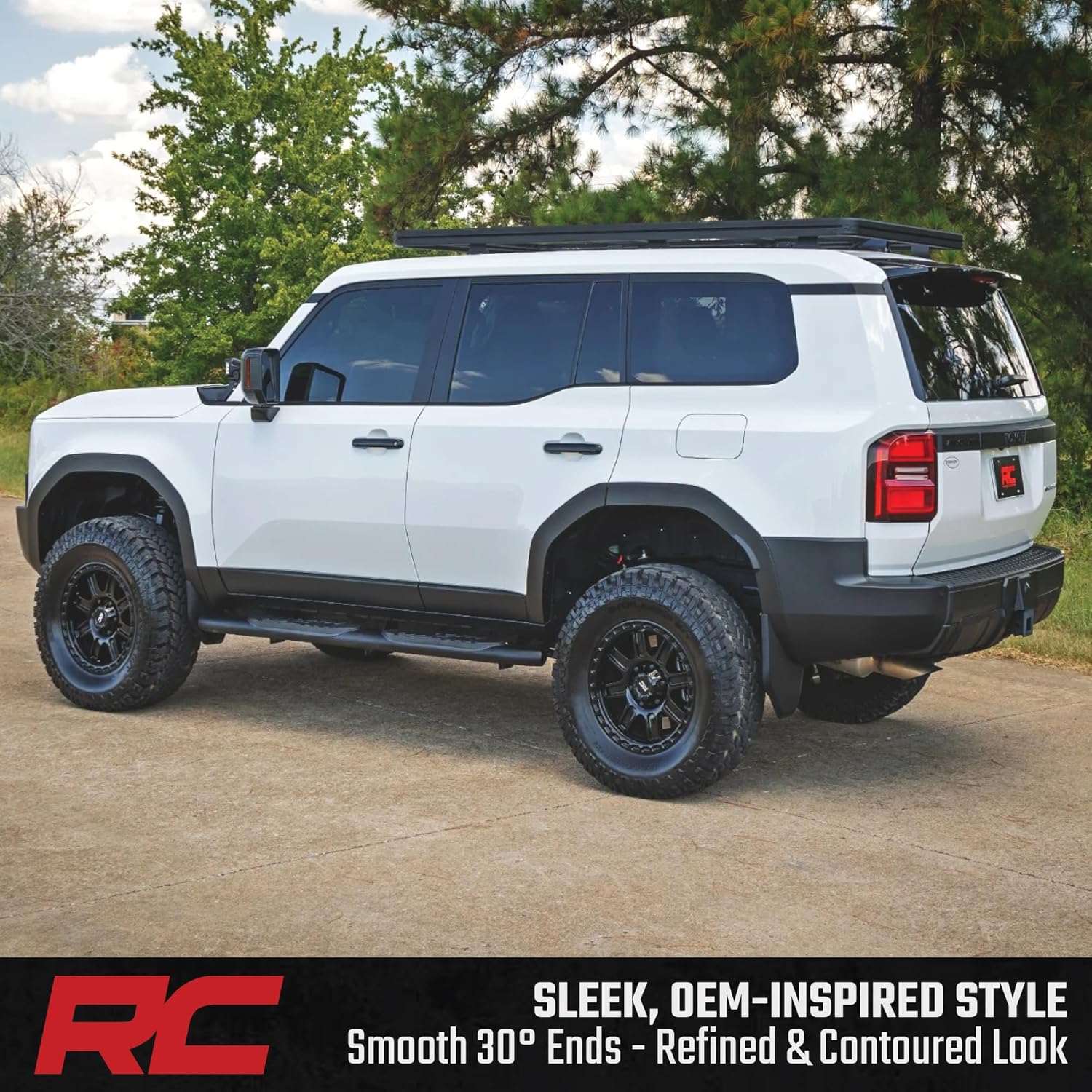 Rough Country Oval Nerf Steps for Toyota Land Cruiser (2024-2025) - OEM Style Rails with Built-in Side Steps