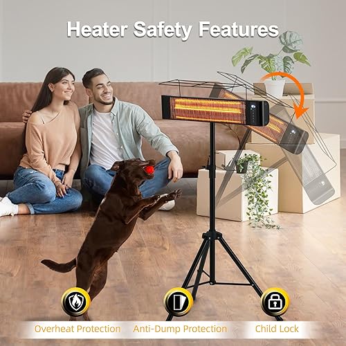 Miniatura 5 de Calentador eléctrico infrarrojo para patio de 1500 W, calentadores portátiles para patio RealSmart calentador de espacio exteriorinterior, 3 modos