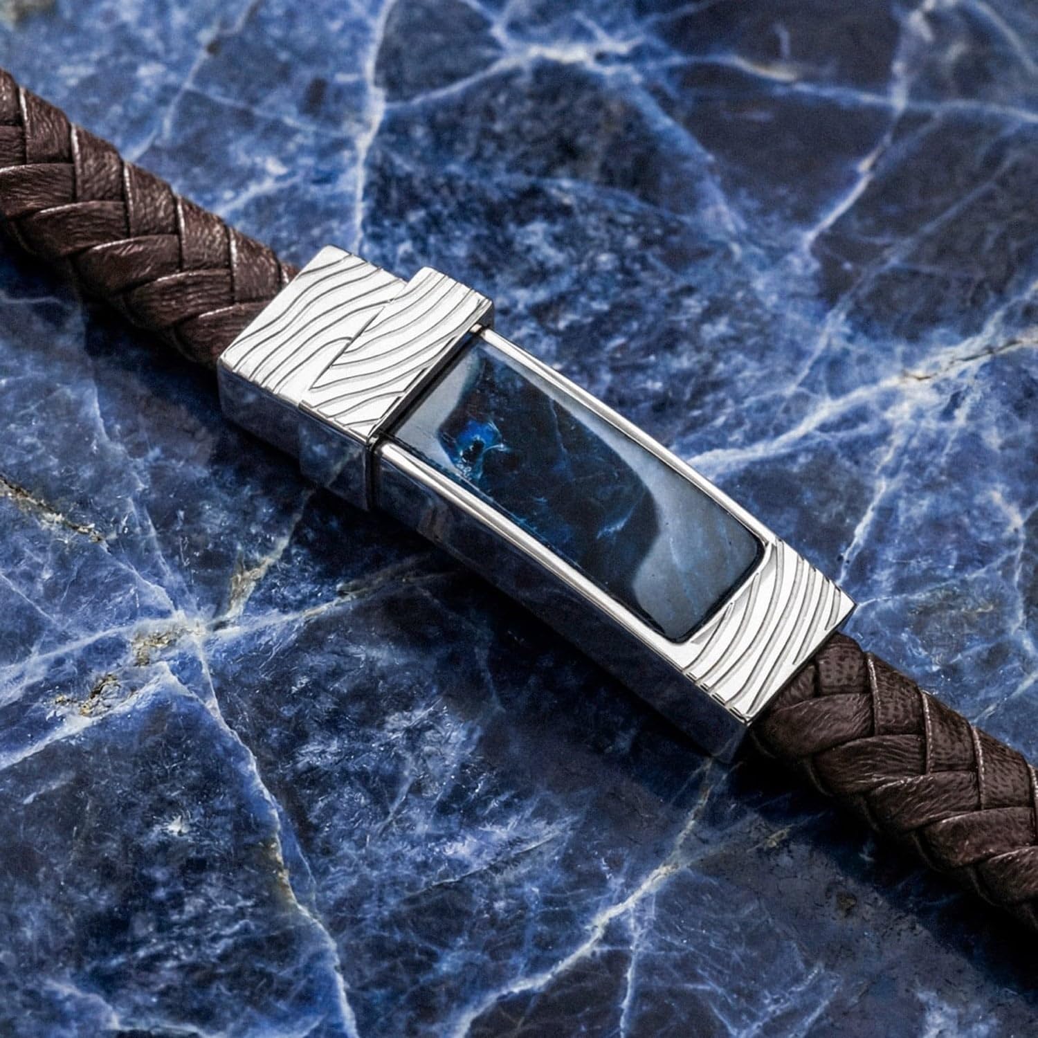 HOLZKERN Bracciale da uomo Wildrider sodalite/marrone 9010631026547