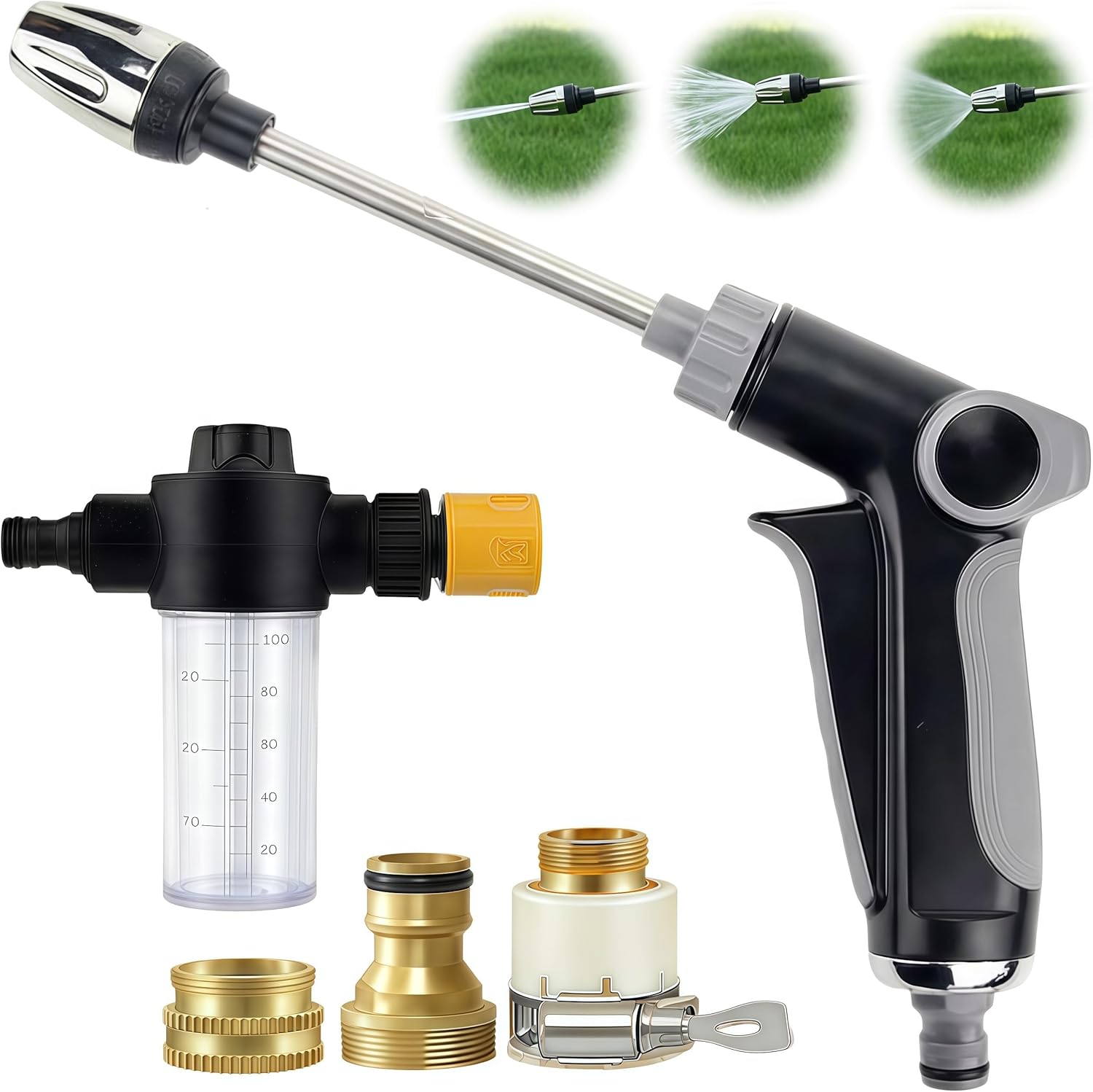 2026 New Heavy Duty Garden Hose Nozzle, 15X More Powerful Than a Garden Hose, 360° Rotating Nozzle with 3 Spray Modes, for Patio, Car, Outdoor