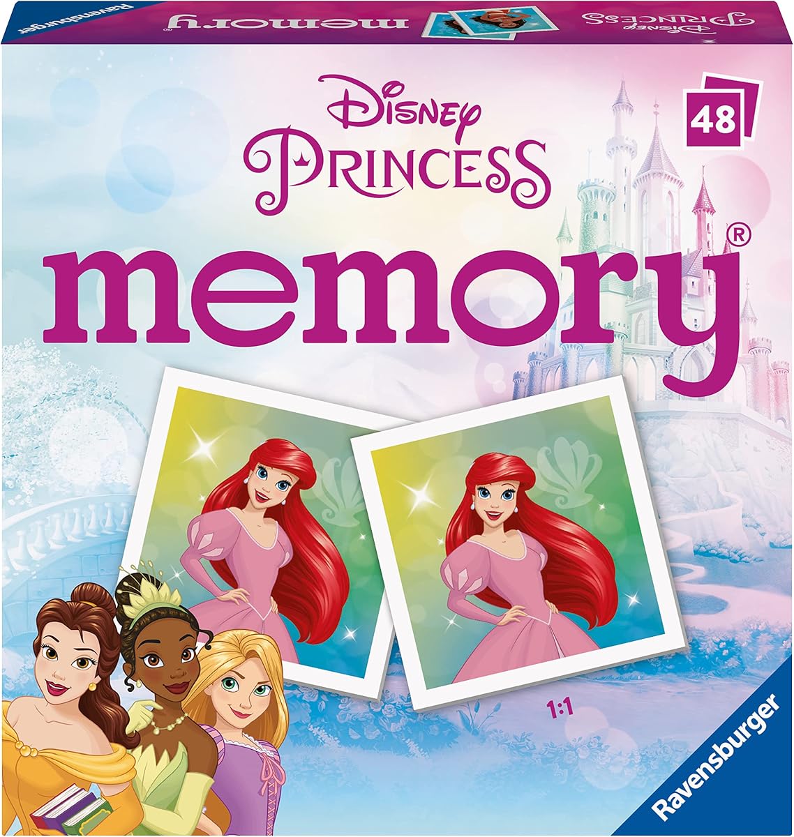 Mini juego de memoria Ravensburger Disney Princess: emparejar pares de imágenes para niños a partir de 3 años