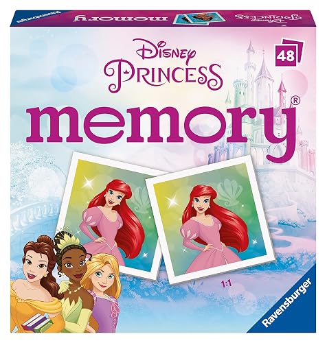 Ravensburger - Princesas Disney Mini Memory, Juego Niña 3 Años, 48 Cartas