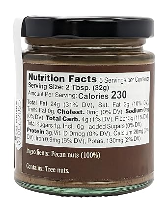 Nutural World - Crunchy Pecan Nut Butter 6 Oz (170g) Great Taste Award winner - Pure 100% single ingredient
