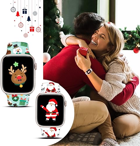 Miniatura 5 de Paquete de 2 correas de reloj de Navidad para Apple Watch de 1.496 pulgadas, 1.575 pulgadas, 1.614 pulgadas, 1.654 pulgadas, 1.732 pulgadas, 1.772