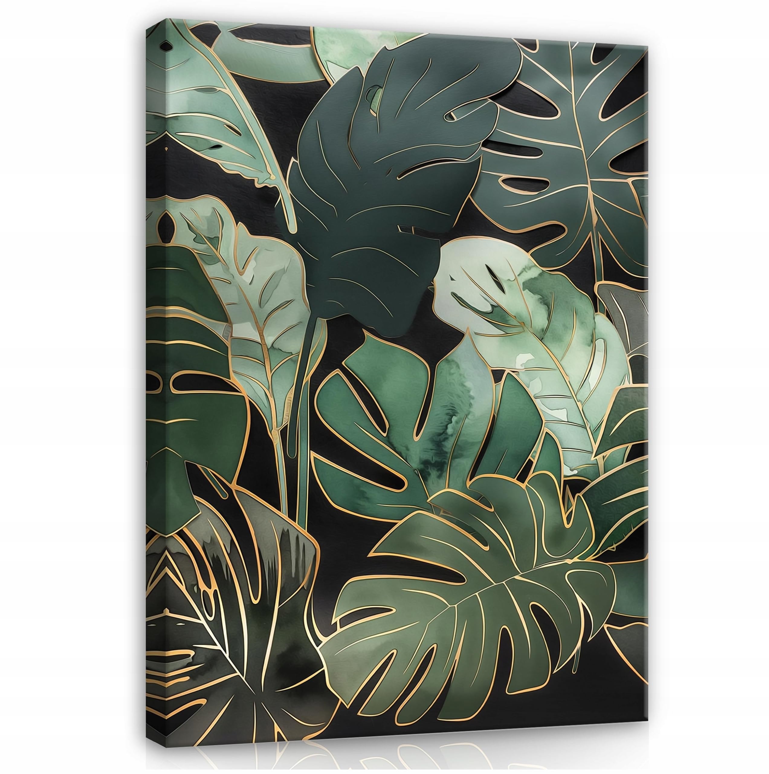 WallArena - Canvas Art - Leaves - 80x120 cm Prints - Picture On Canvas - XXL Large Wall Art For Living Room & Bedroom - Modern Living Room Wall Art - Art Canvas Print Nature Green