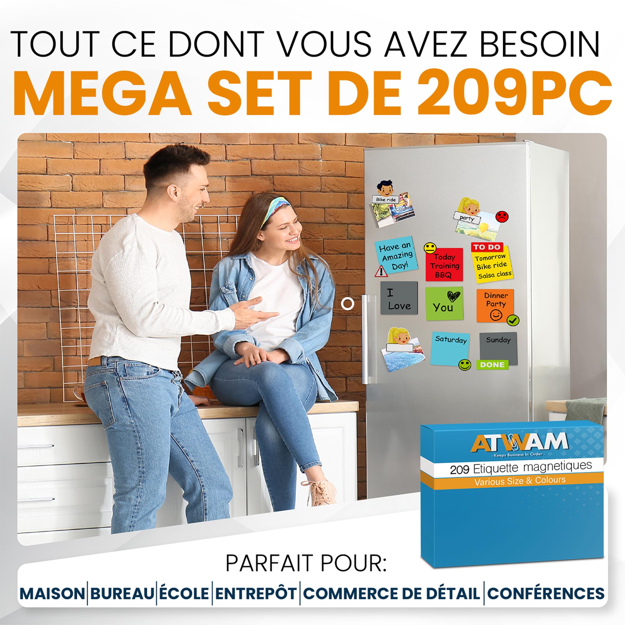 209 Étiquettes Magnétiques Effaçables & Inscriptibles - Scrum - Lot de aimants et Accessoires inscriptibles pour Tableau Blanc, Tableau magnétique, Tableau magnétique et réfrigérateur