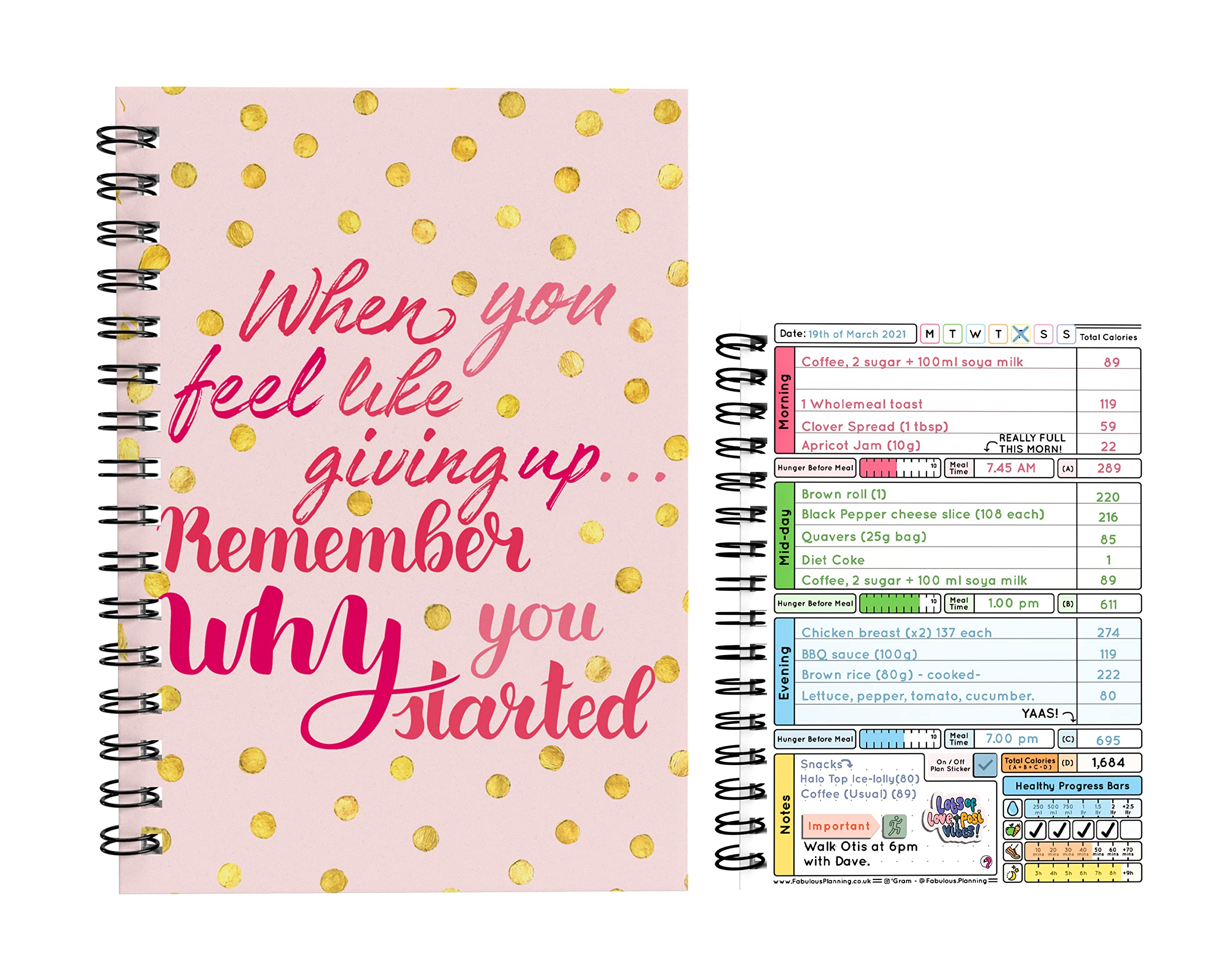 Fabulous Planning Calorie Counting Compatible Food Diet Diary Log Journal Weight Loss Wellness 6 Month Duration With Stickers 2022 (Remember Why You Started, 6 Months)