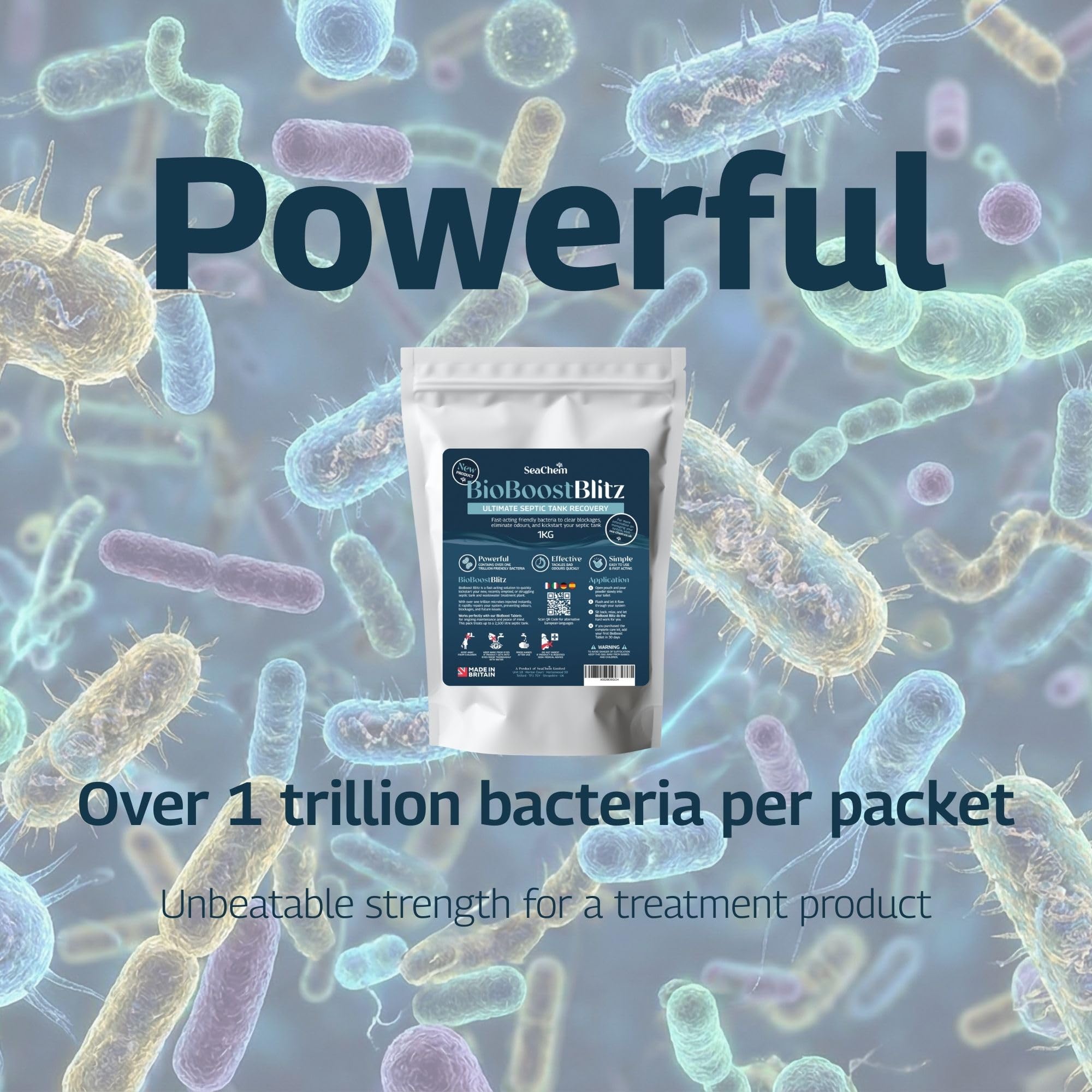 Sea-Chem BioBoost Blitz | Trattamento Urto Singolo per Fossa Settica | Bioattivatore Enzimi Super Concentrato | Elimina Odori, Blocchi e Fanghi Rapido | Recupero Immediato Impianto Lento