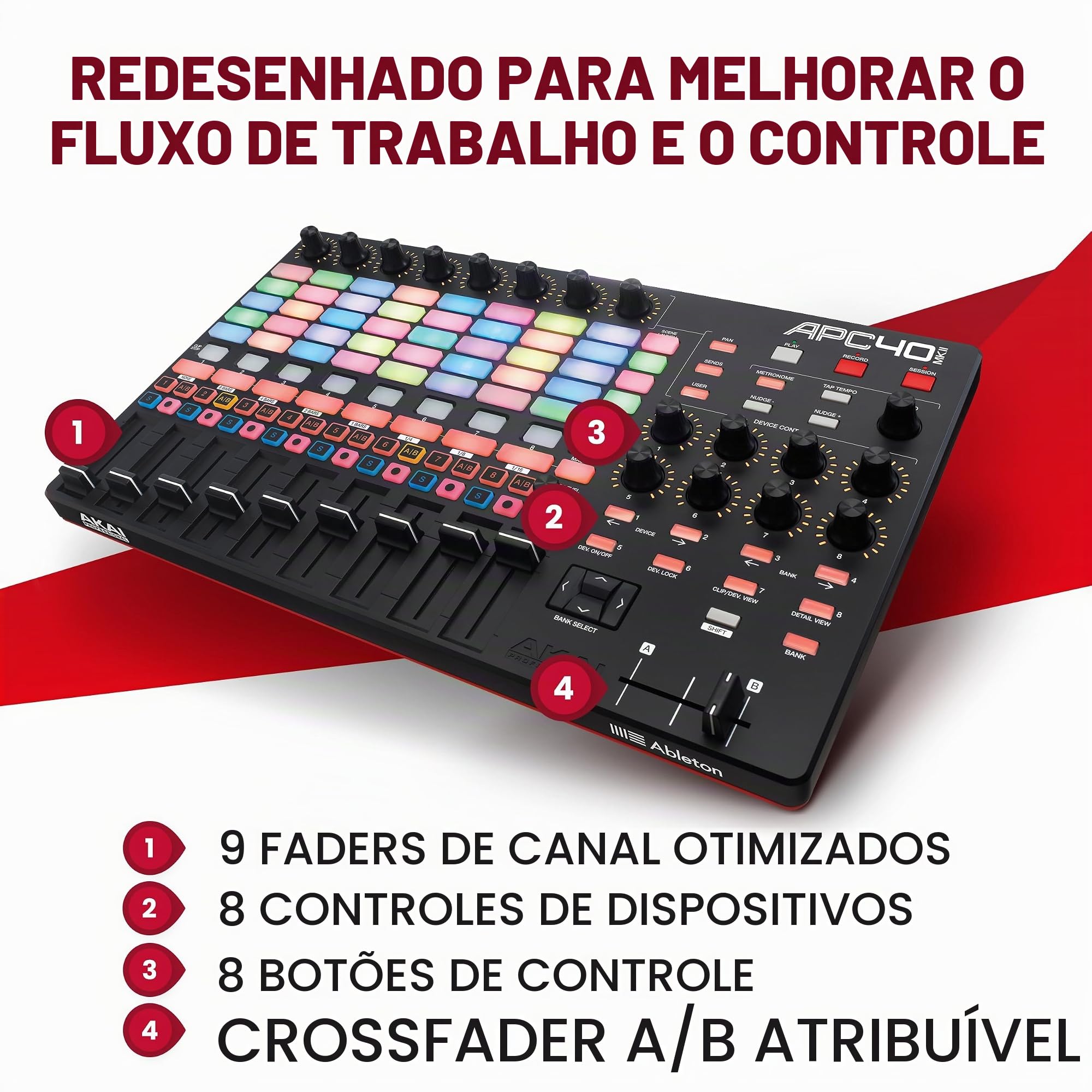 AKAI APC40 MK2 Ableton live コントローラ Akai Professional APC40 MKII Controlador MIDI USB com matriz 5x8