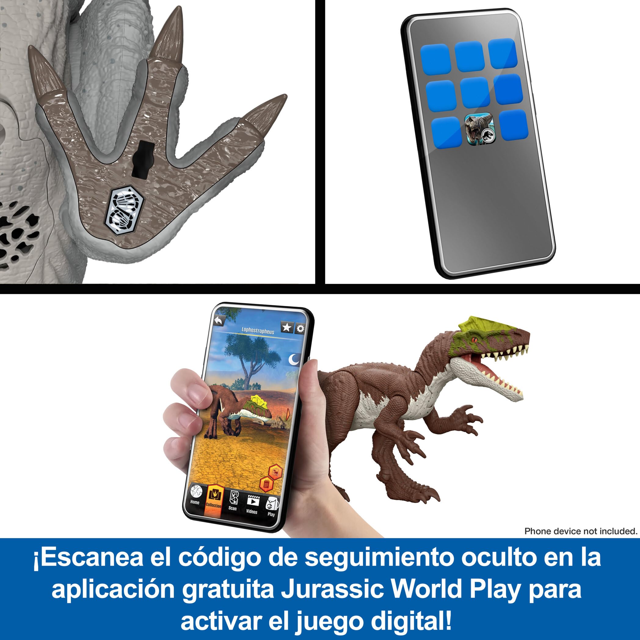 Mattel Jurassic World Corre y Devora Carnotauro, Figura de acción de Dinosaurio Que Corre y muerde, con Sonidos de rugidos y Juego Digital, JKG85