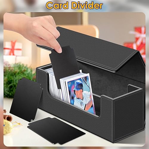 Miniatura 5 de Homthy Funda para 600 tarjetas de intercambio, cierre magnético de cuero, caja de almacenamiento de tarjetas Commander para YuGiOh, MTG y tarjetas