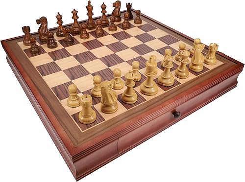 Miniatura 8 de WE Games Gran juego de ajedrez inglés tallado a mano con cajones, tamaño torneo, madera de alcanfor - 19 pulgadas.