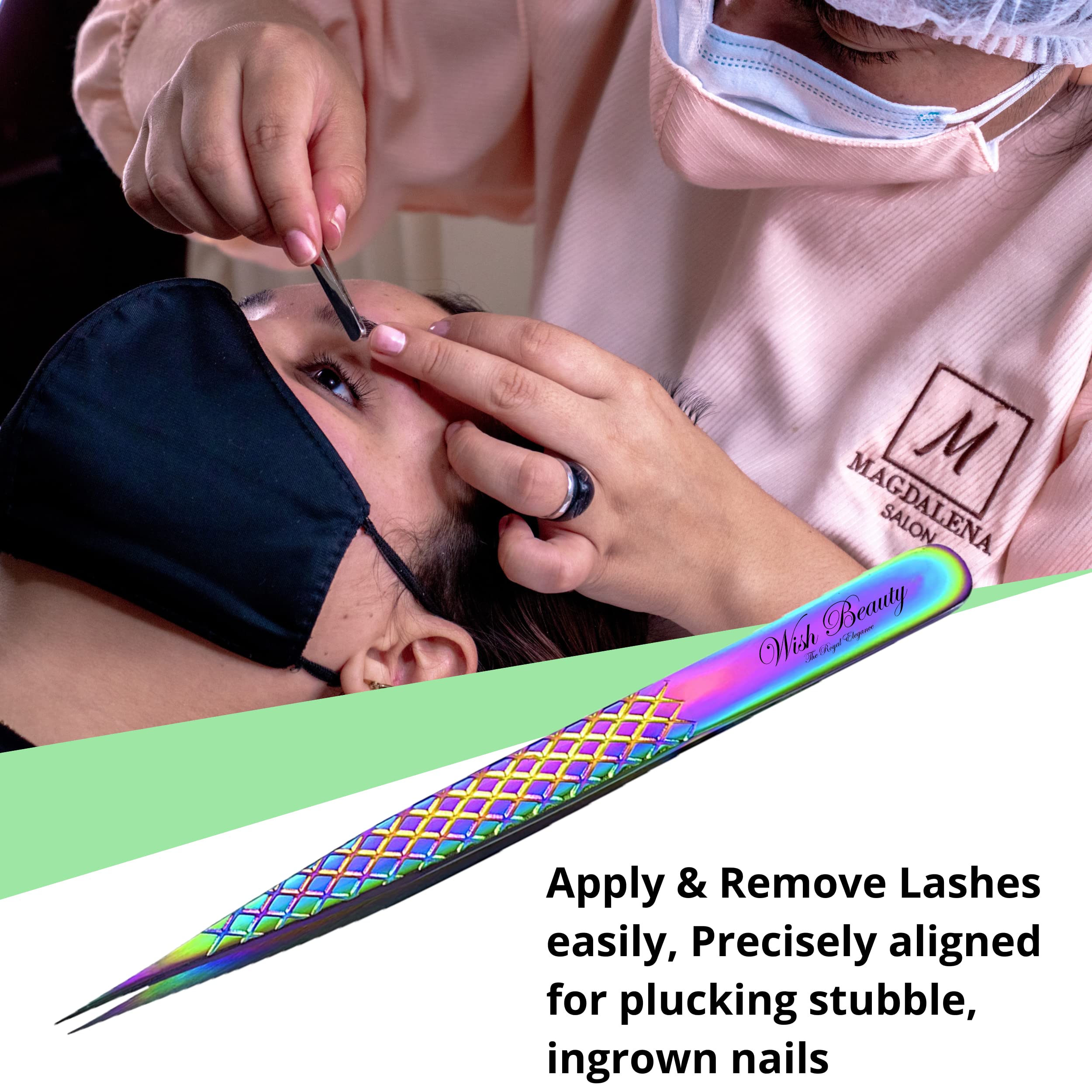 Wishbeauty 2-Piece Rainbow Lash Extension Tweezers - Image 4