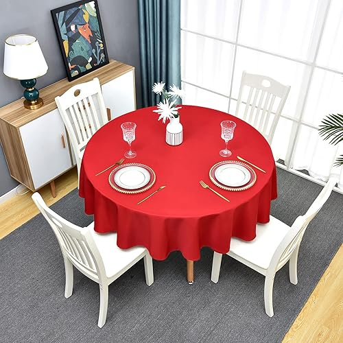 Miniatura 8 de Romanstile - Mantel redondo impermeable resistente a las manchas y a las arrugas para cocina, comedor, fiesta, boda, uso interior y exterior,