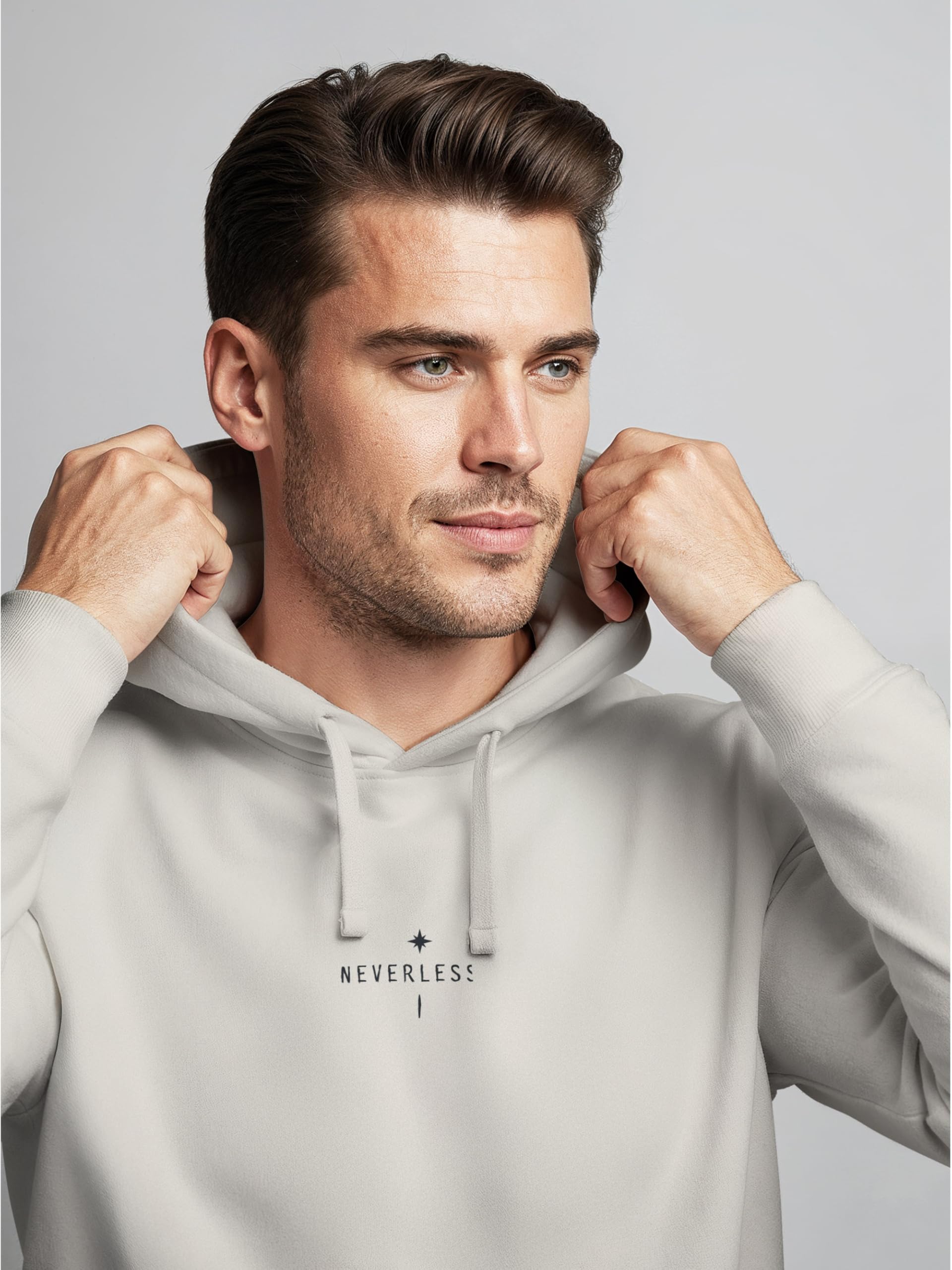 Neverless® Herren Hoodie Backprint Nature Symbole | Kompass | Berge | Baum Outdoor Männer Fashion Streetstyle