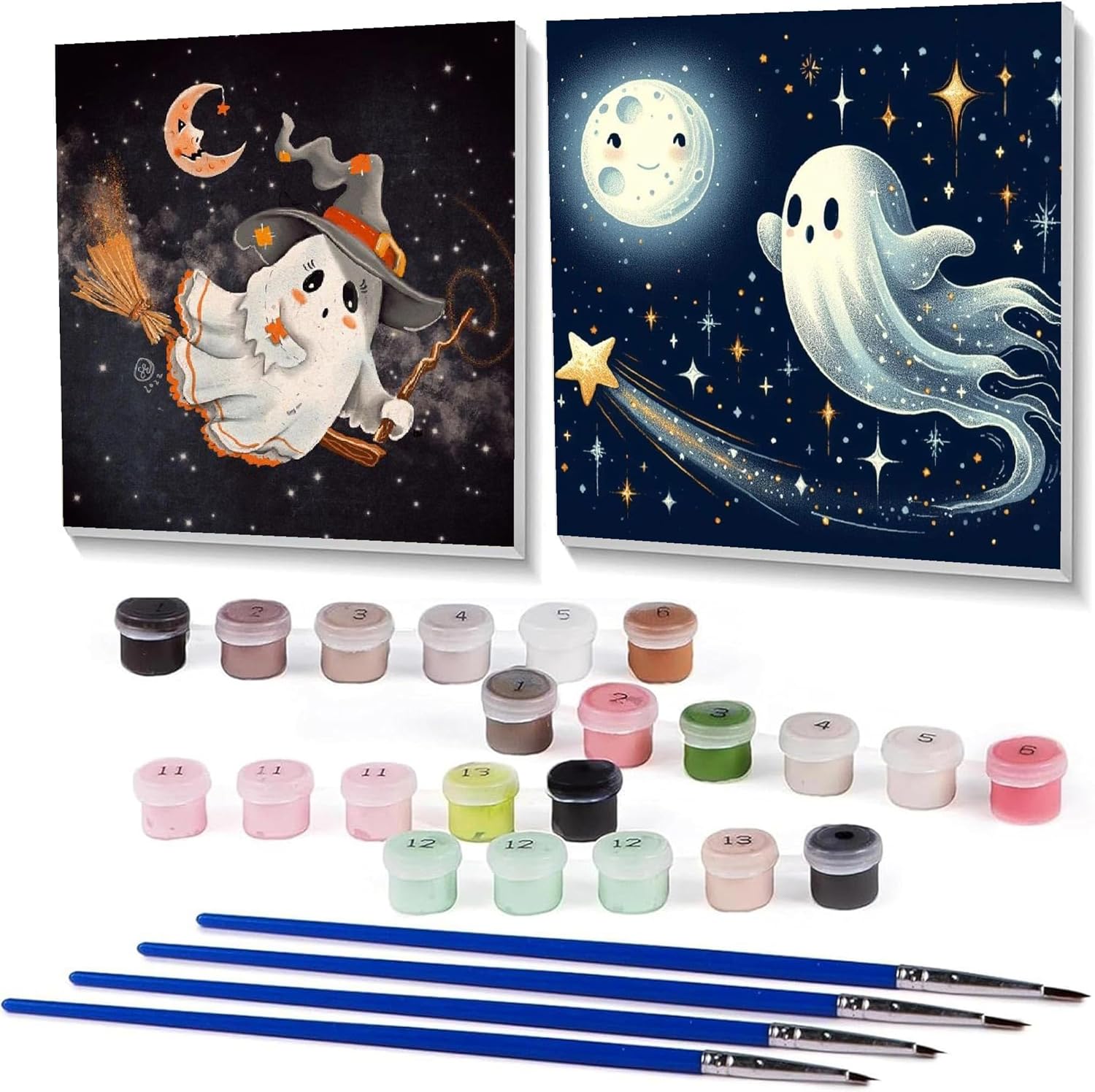 Halloween Paint by Numbers: Spooky Ghosts & Pumpkins DIY Kit