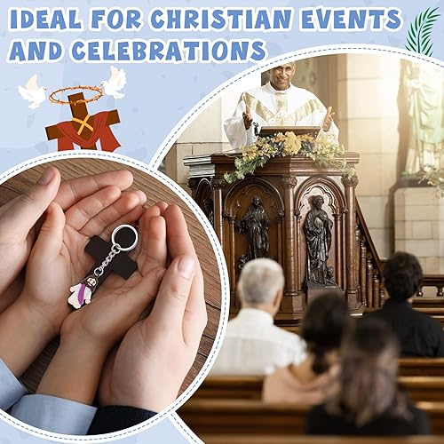 Miniatura 5 de Sumind Jesus Toys - Llavero cristiano de Jesús, muñeca religiosa, a granel, anillos cristianos clásicos para Cristo, morado (24 piezas)