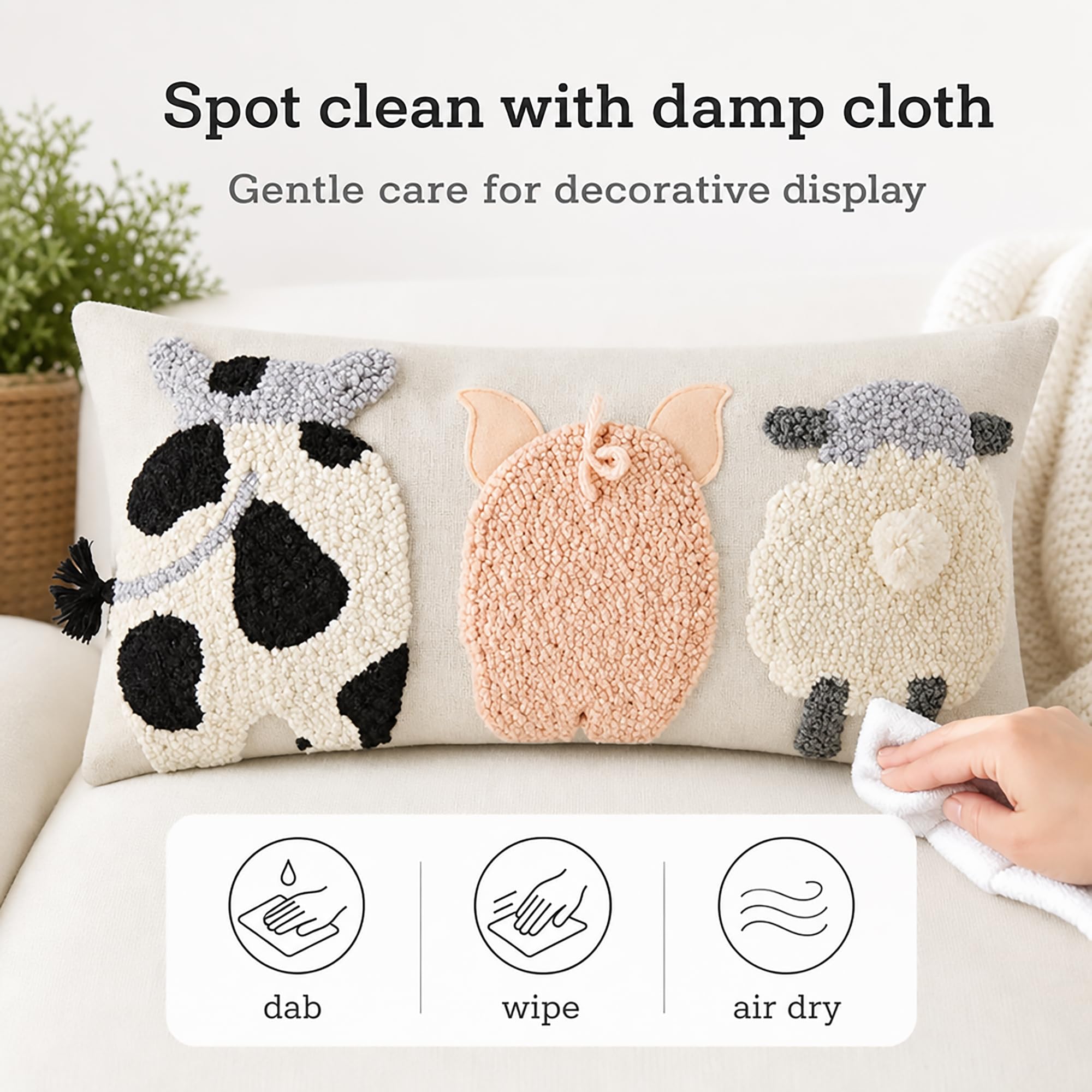 Amazon.com: Raised Hook Farm Animal Pillow | Farm Animal Decor