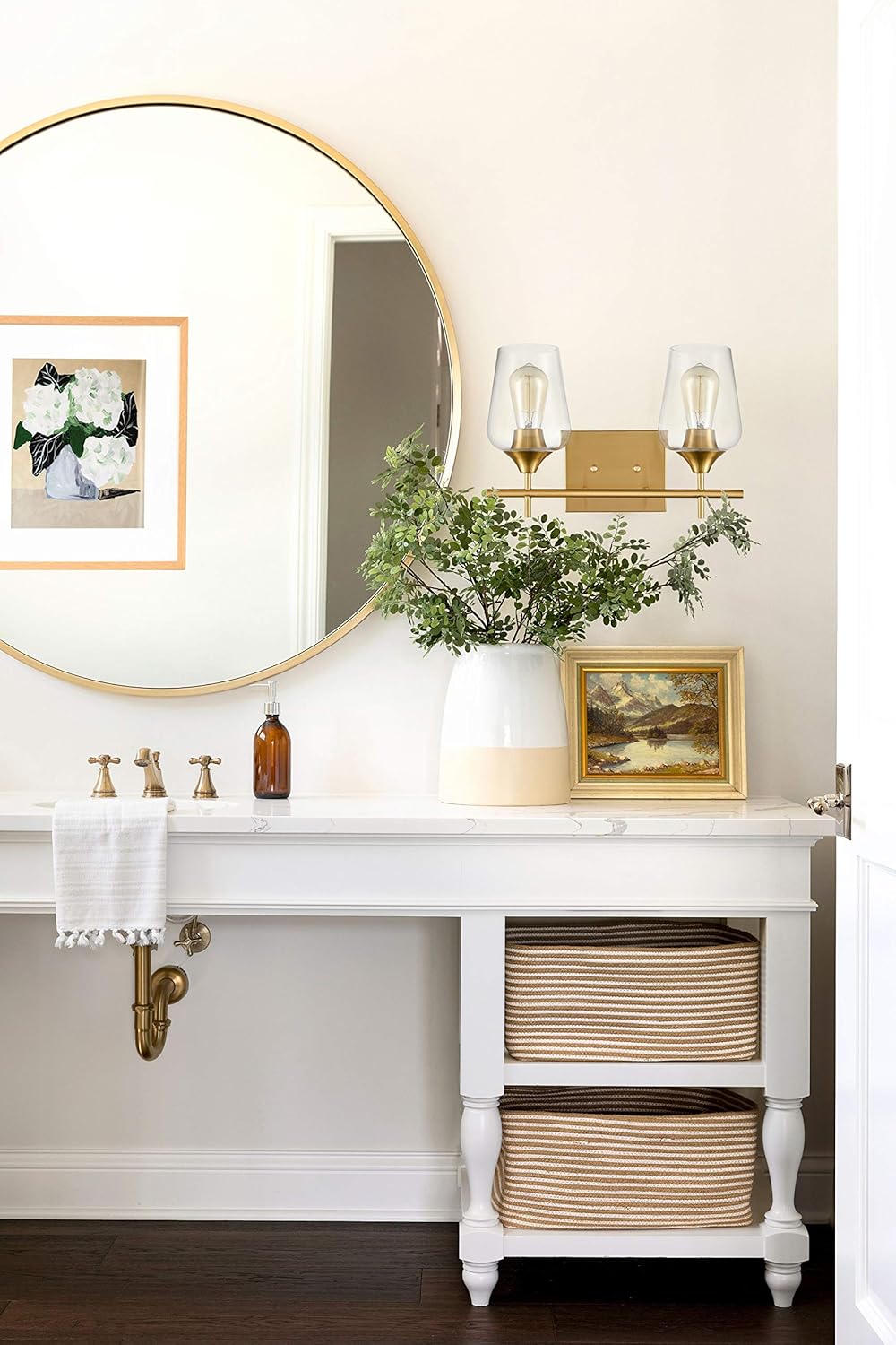 Super Deal Product DAYCENT Modern Brass Wall Sconce Lighting 2-Light Vanity Light Gold Wall Sconces
