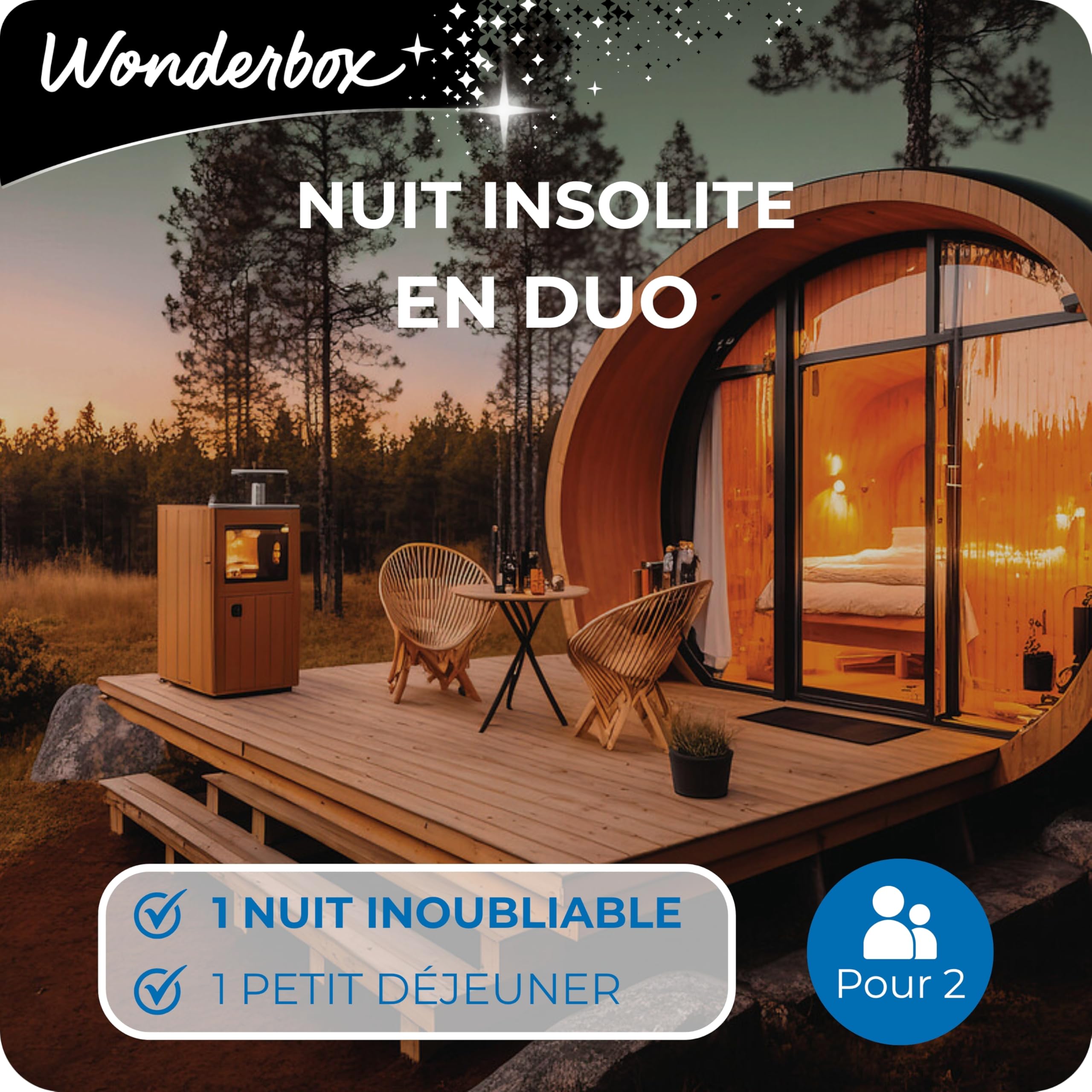 Wonderbox - Insolite - Nuit en Duo - Coffret Cadeau - Idée Cadeau Séjours