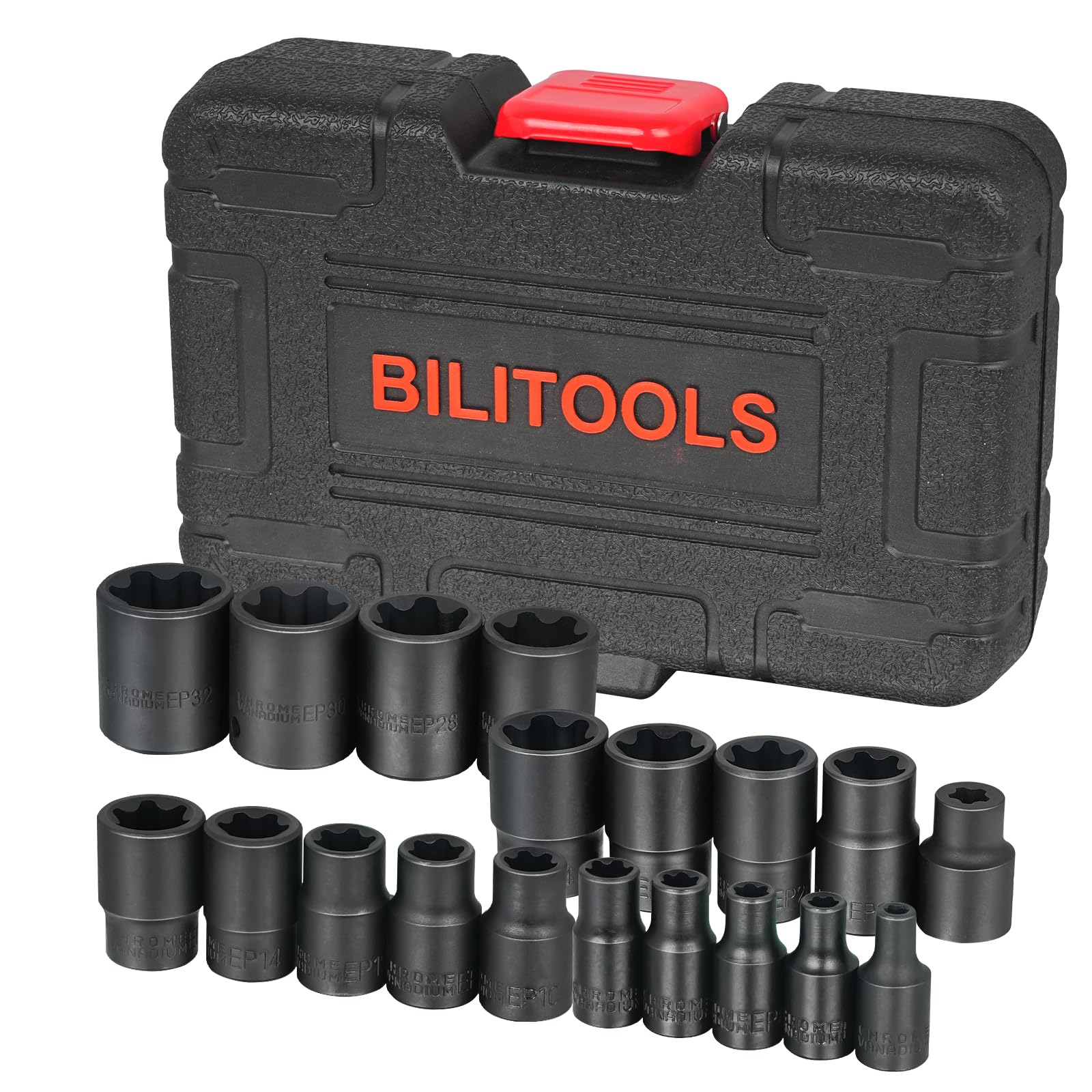 BILITOOLS Außen Torx Plus Stecknuss Satz, 19-tlg EP4-EP32 mit EP8.8