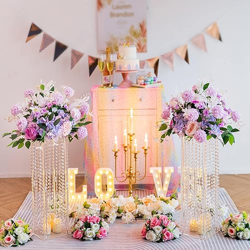 Miniatura 2 de Centros de mesa transparentes para mesas, jarrones altos de acrílico de 23.6 pulgadas para centros de mesa, soporte geométrico para jarrón con