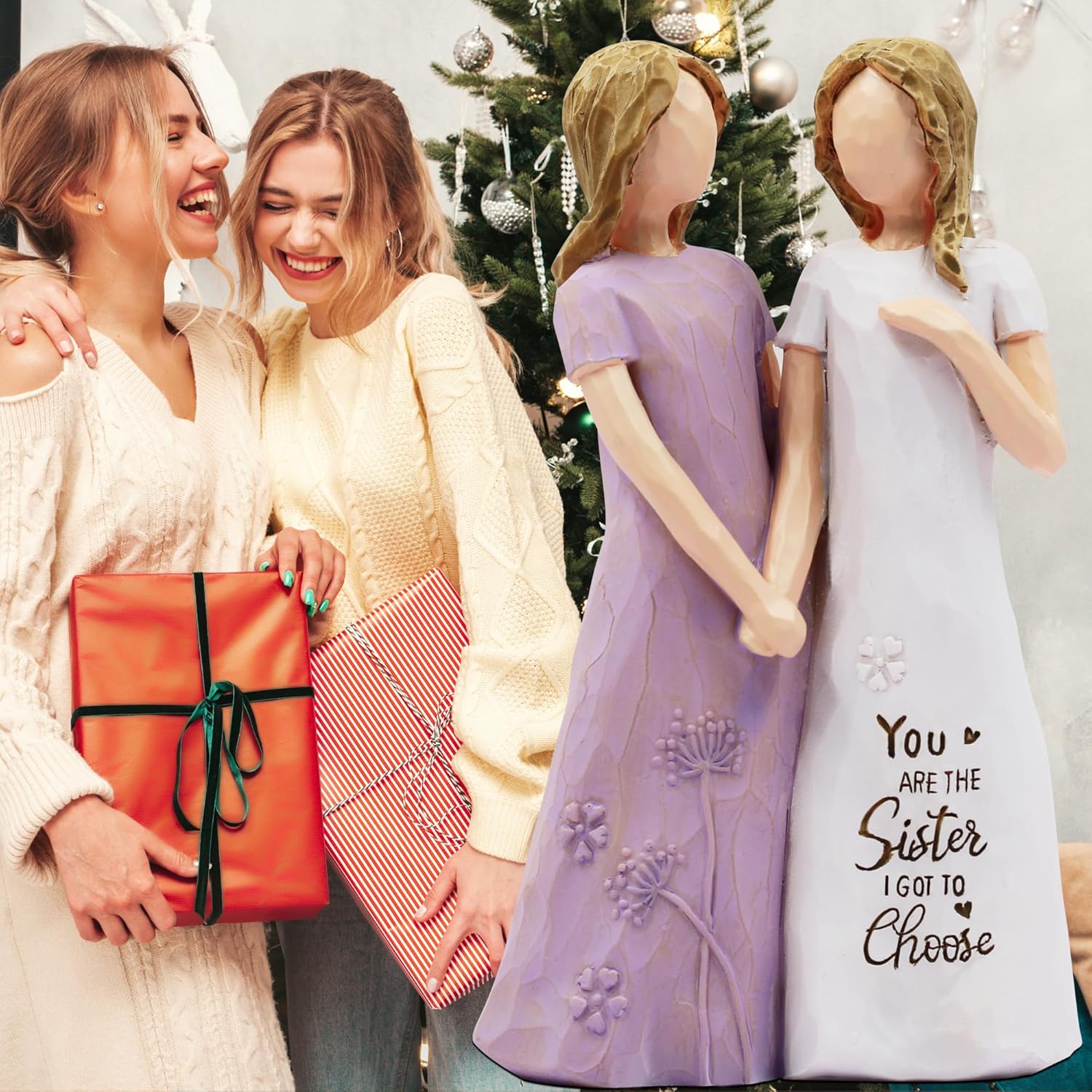 BORLESTA Friend Gifts for Women - Gifts for Friends Women, Friendship Gift for Women, Sister Gifts, Friend, Sister Birthday Gift, Bestie Gift for Women - Friend Hand-Painted Figure (Purple) - Image 6