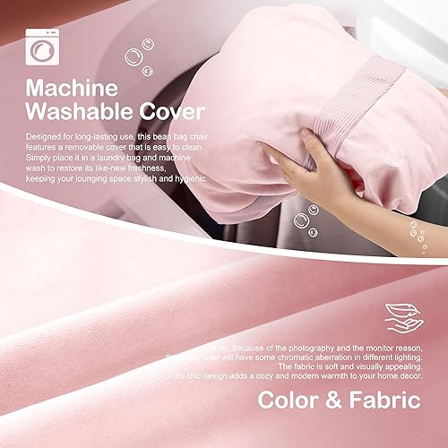 Miniatura 14 de HABUTWAY Puf gigante de 2 pies para adultos, con relleno de espuma viscoelástica, puf grande con funda de terciopelo holandés extraíble para sala de