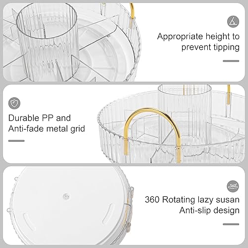 Miniatura 7 de YCIA&DONE Organizador de maquillaje giratorio para tocador, almacenamiento de maquillaje de gran capacidad, estante para el cuidado de la piel,