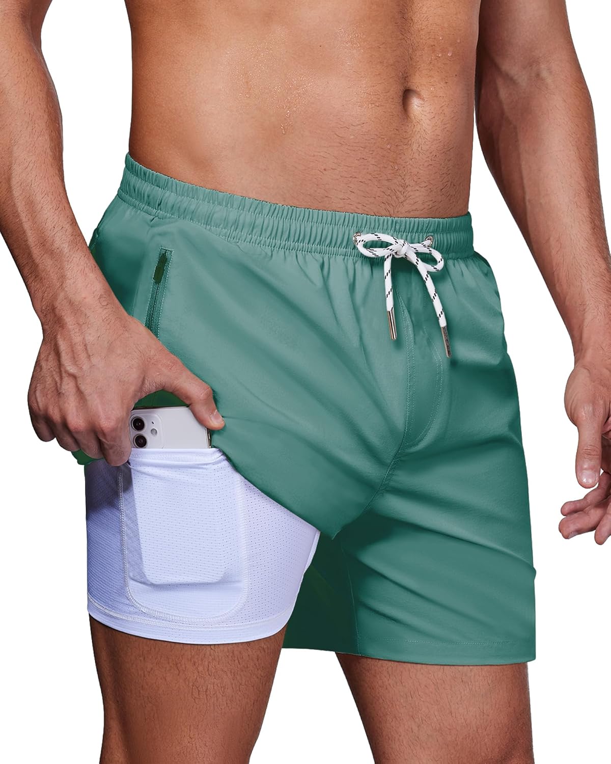 5Inch Mens Swim Trunks: 2 in 1 Compression Liner Quick Dry Stretchy Soft Lined for Summer Vacation Beach Pool Sport