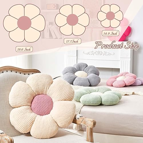 Miniatura 2 de Almohada Decorativa de Flores, Almohada de Suelo Suave Blanca con Forma de 14.9" para Decoración del Hogar, Lindas Almohadas Decorativas de Felpa