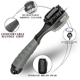 CHAMPKEY PRO Retractable Golf Club Brush - Oversized Brush Head with Soft Rubber Hand Grip & Retractable Groove Cleaner Golf Brush(Grey(1 Pcs))
