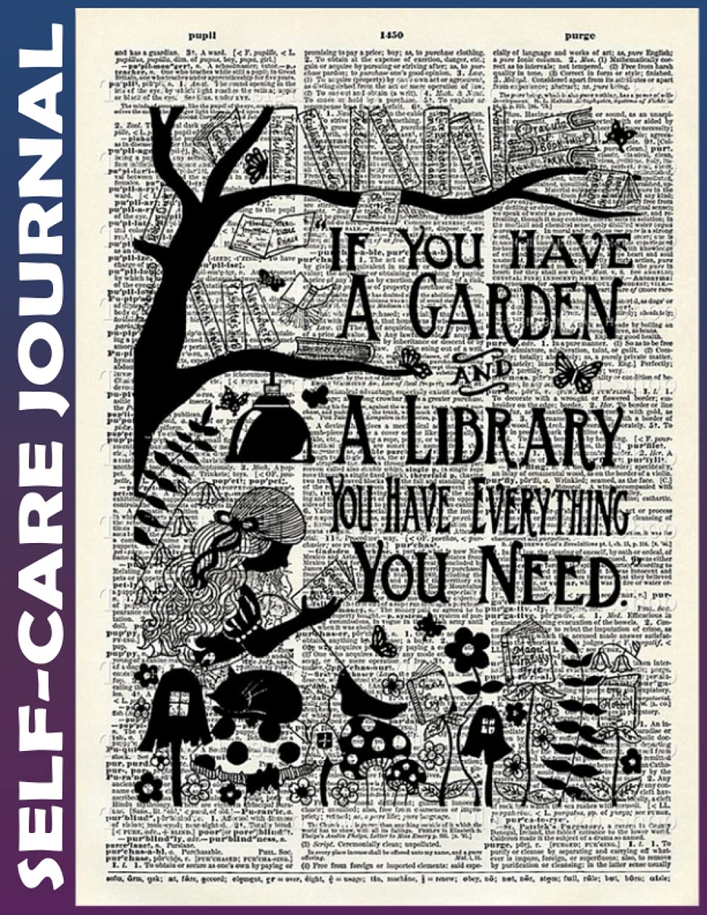 Self-care Journal: book garden Invest 15 minutes daily to Mental, Physical and Emotional Health Planner, To Do Tracker Notebook Record Book Quotes on ... Script, College Ruled 110 Pages Undated
