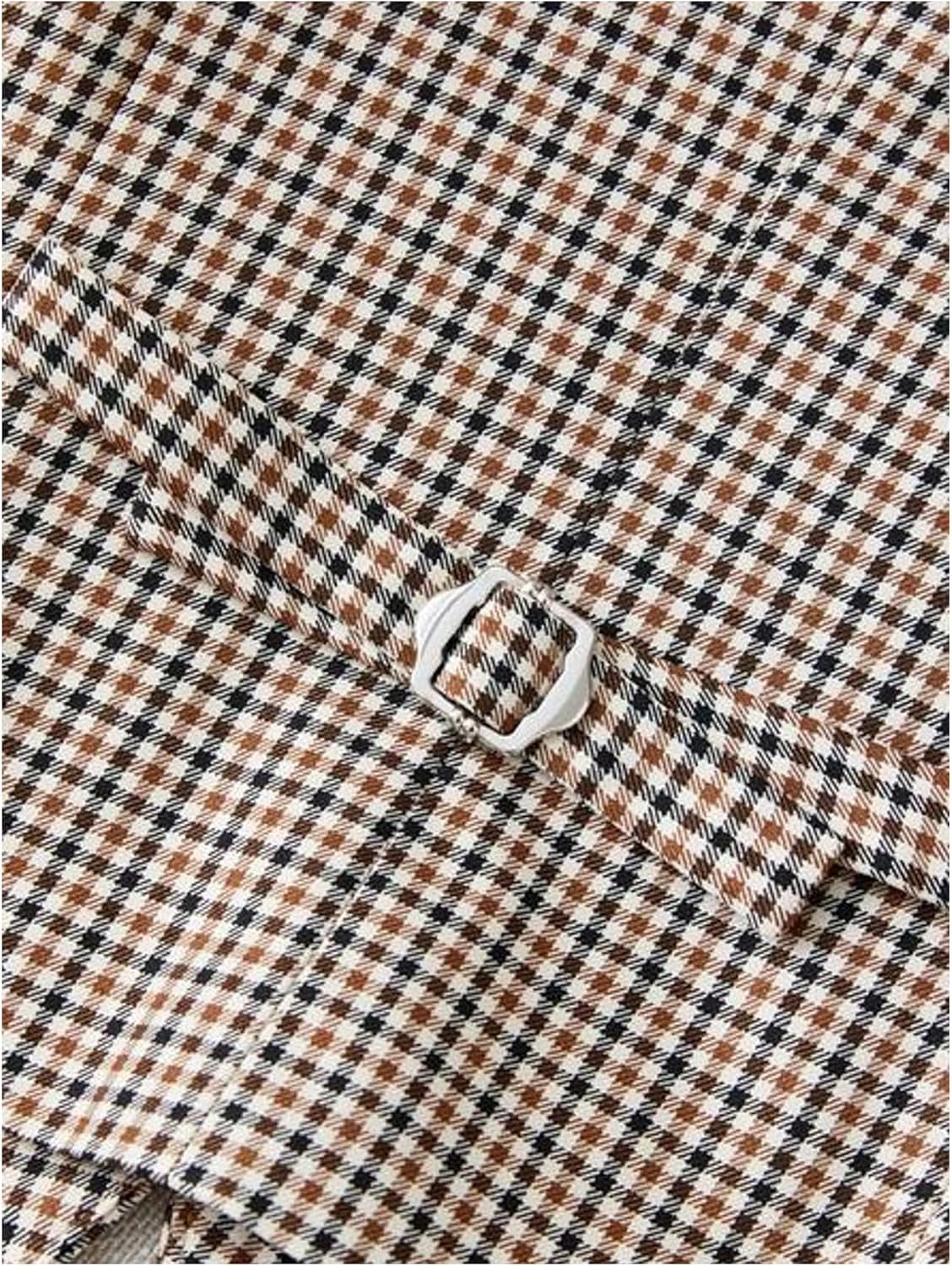 SweatyRocks Women's Sleeveless V Neck Button Down Vintage Plaid Suit Vest Waistcoat Jackets