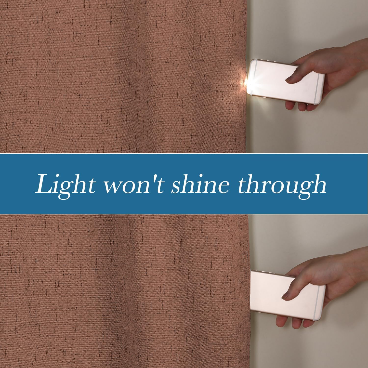 H.VERSAILTEX Linen Blackout Curtains Durable Thick Textured Linen Look 100% Blackout Patio Door Curtain Anti Rust Grommet Extra Wide Sliding Door Curtain Panel, W100 x L96 inch, Washed Spice