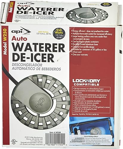 Miniatura 4 de API Descongelador automático  Tanque de stock y descongelador de agua  Suministros de riego para ganado, granja, rancho y mascota (250 vatios, 1,